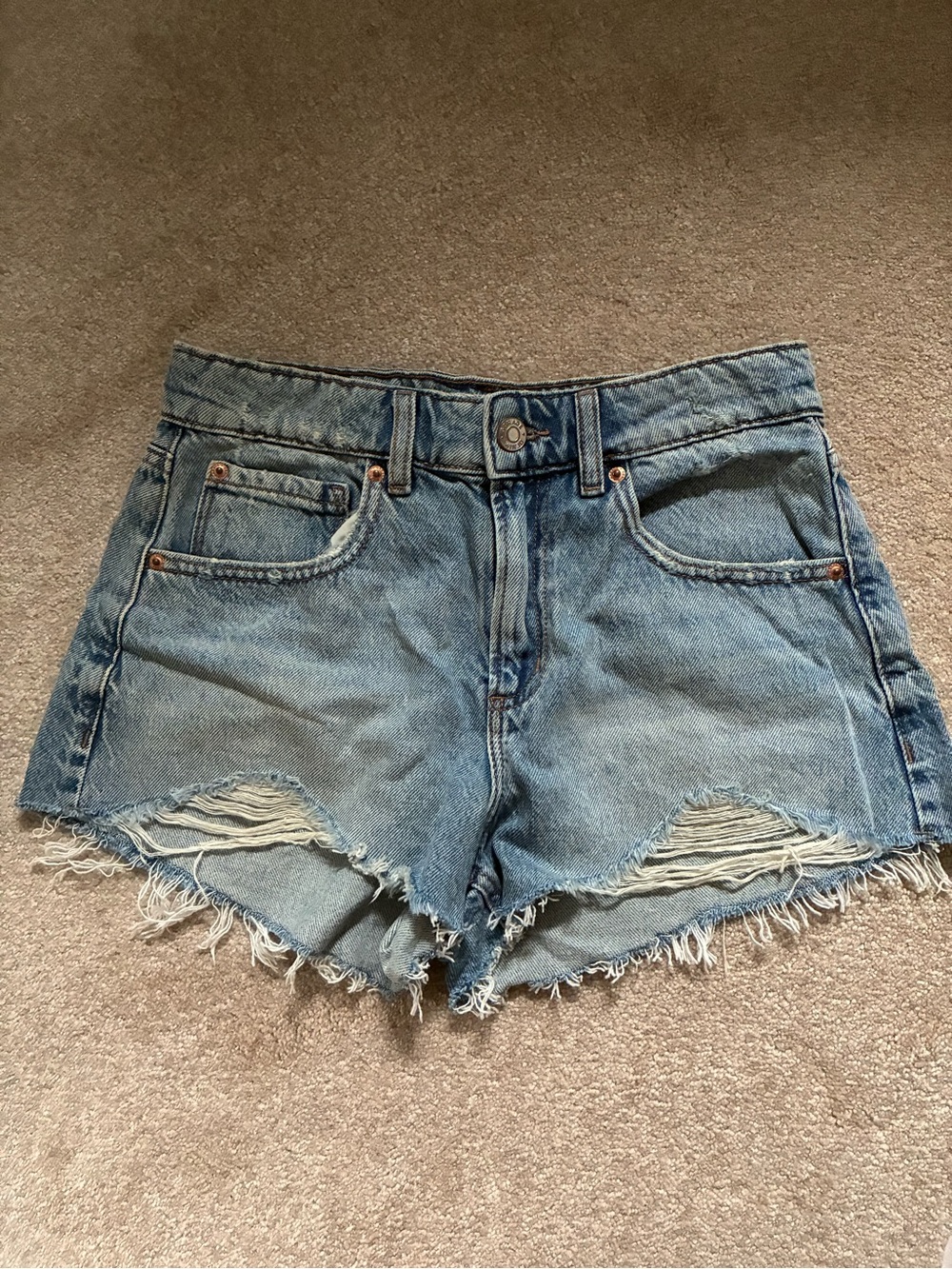 Garage Light Blue Distressed Jean Shorts